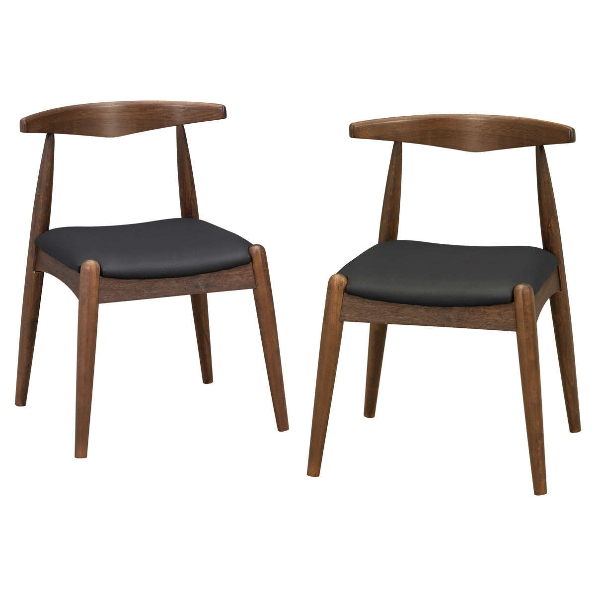 Set of 2 Rubberwood Dining Chairs with Faux Leather Upholstery - Multiple Colors, photo 7 of 11