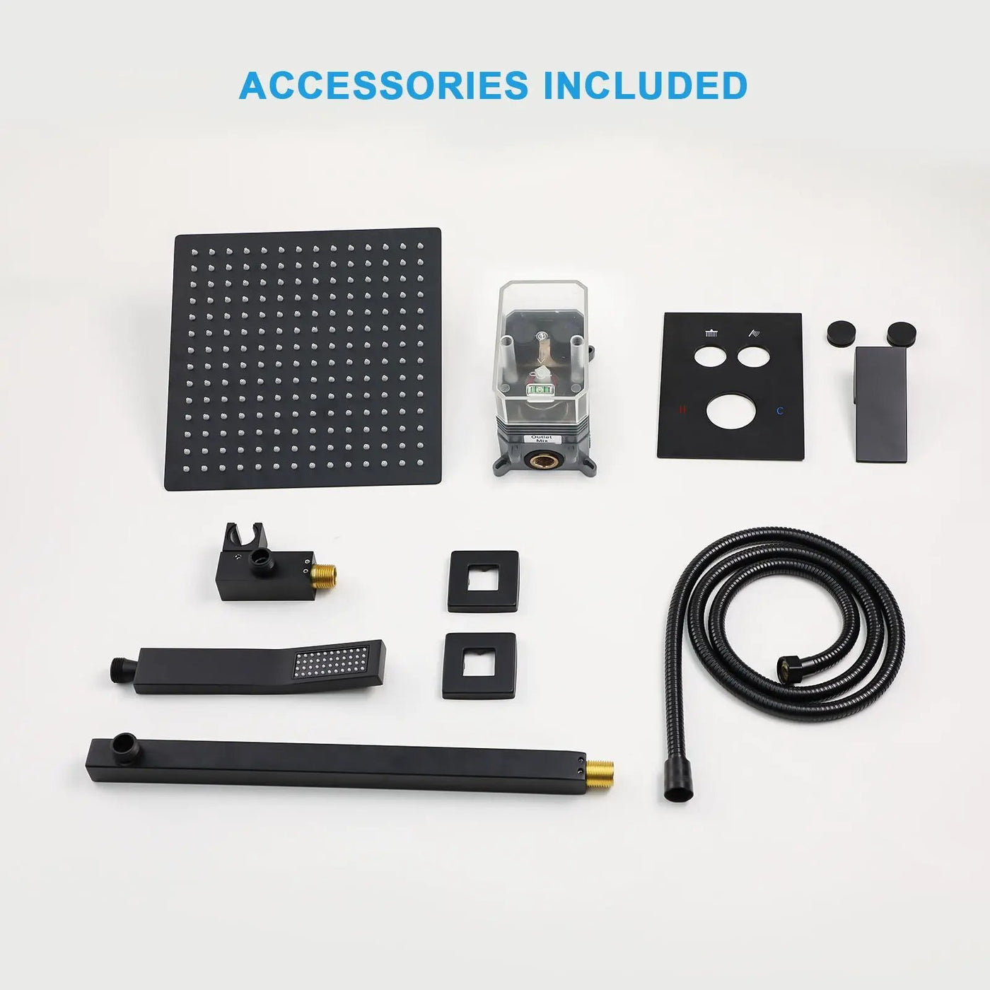 Dual Shower Head System With Square Rain Shower And Rough In Valve by HouseOfZazla