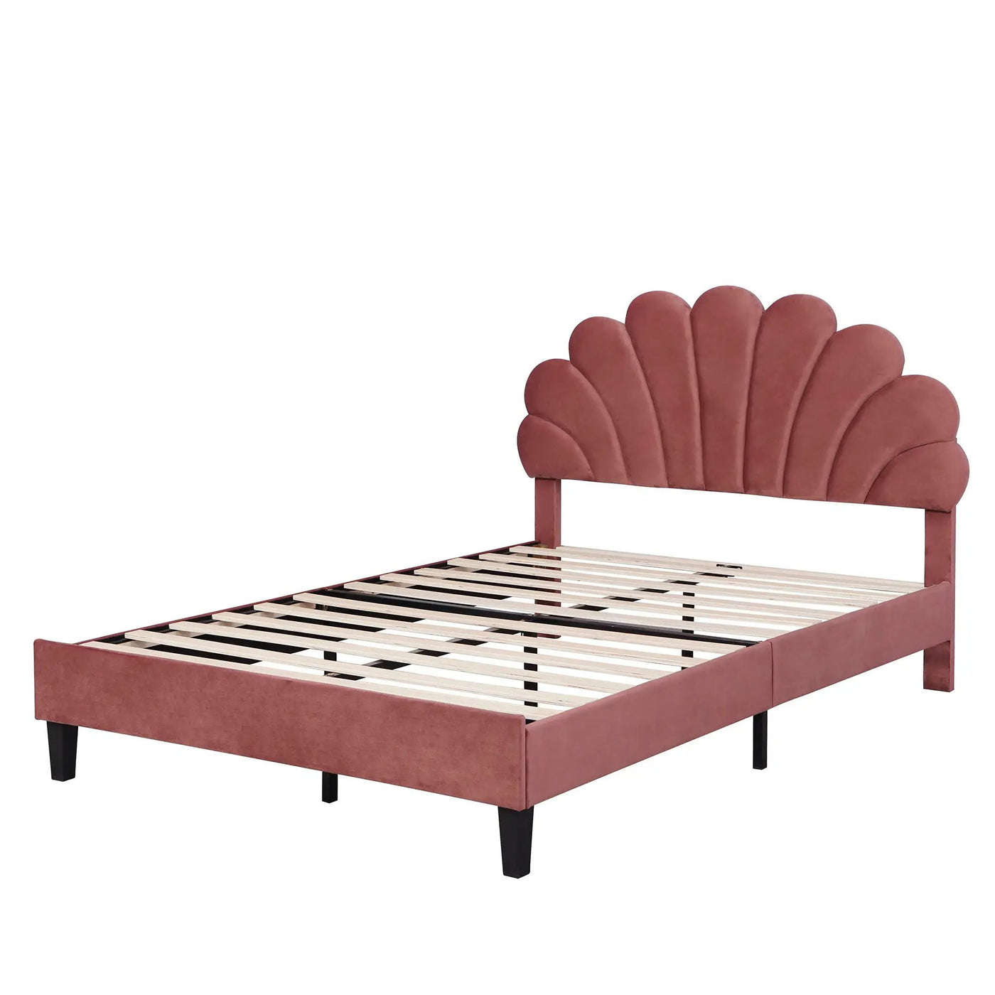 Upholstered Platform Bed With Flower Pattern Headboard by HouseOfZazla
