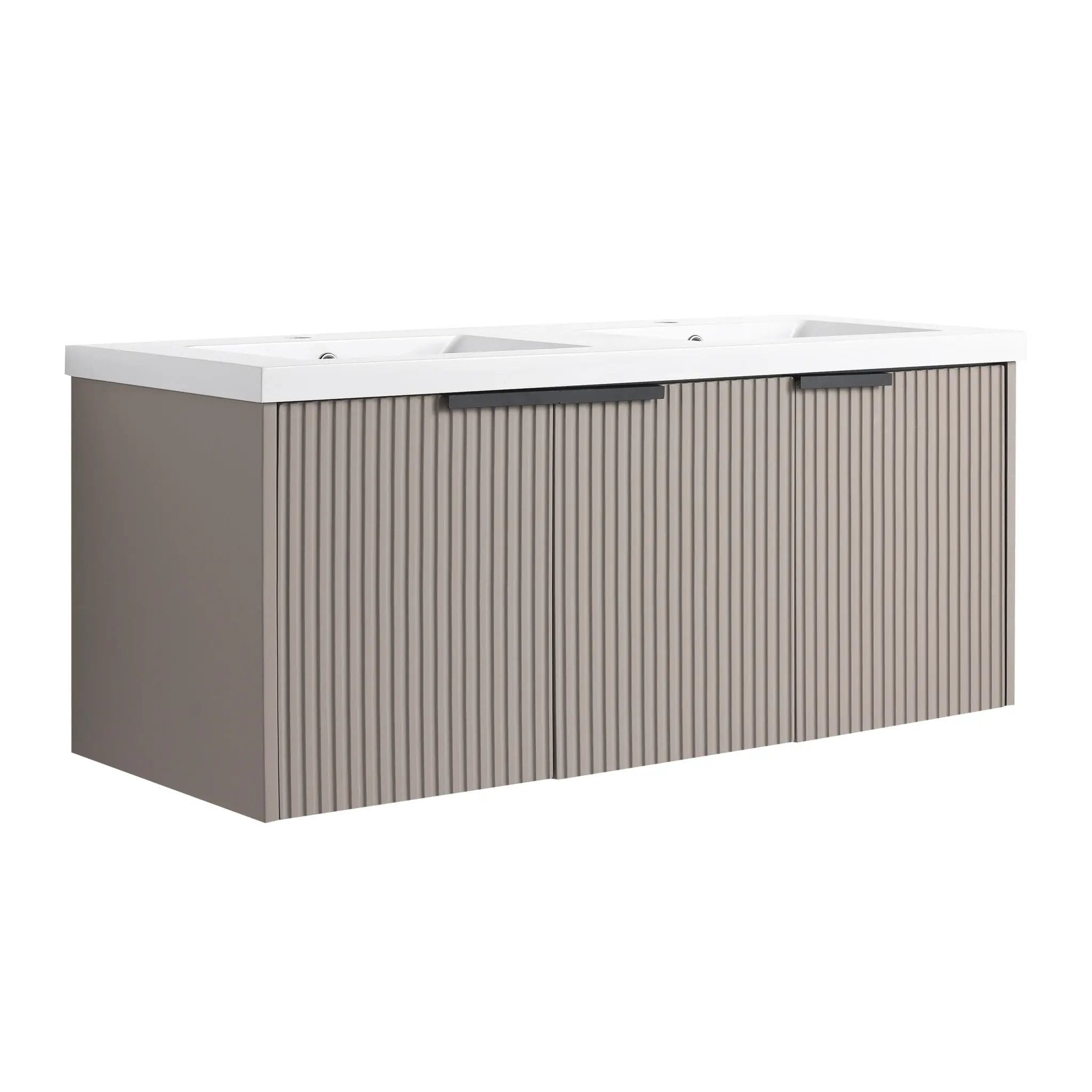Contemporary Wall Mounted Bathroom Vanity With Resin Double Sink by Unique Piece Furniture