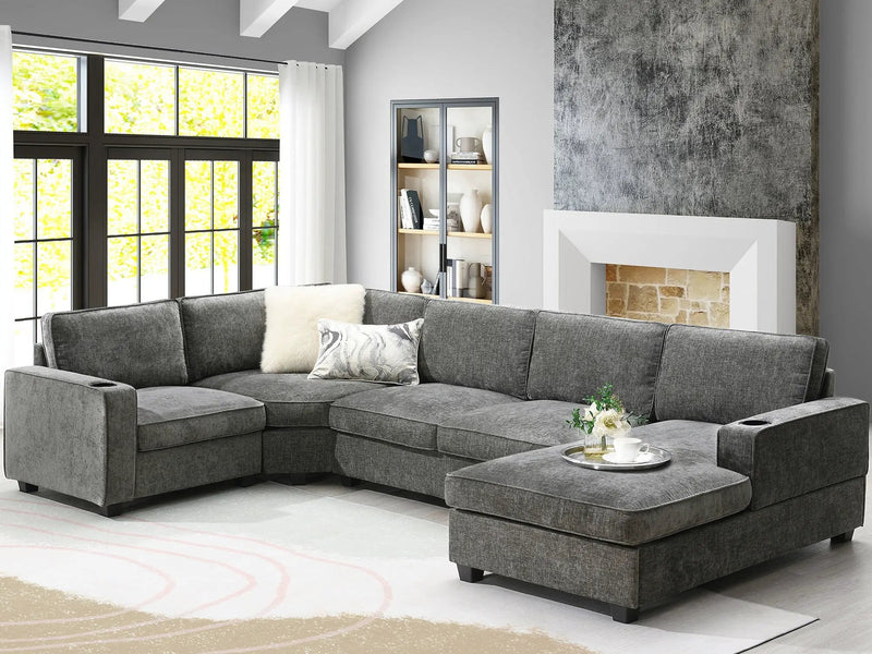 117.5" U-Shaped Sectional Sofa by HouseOfZazla