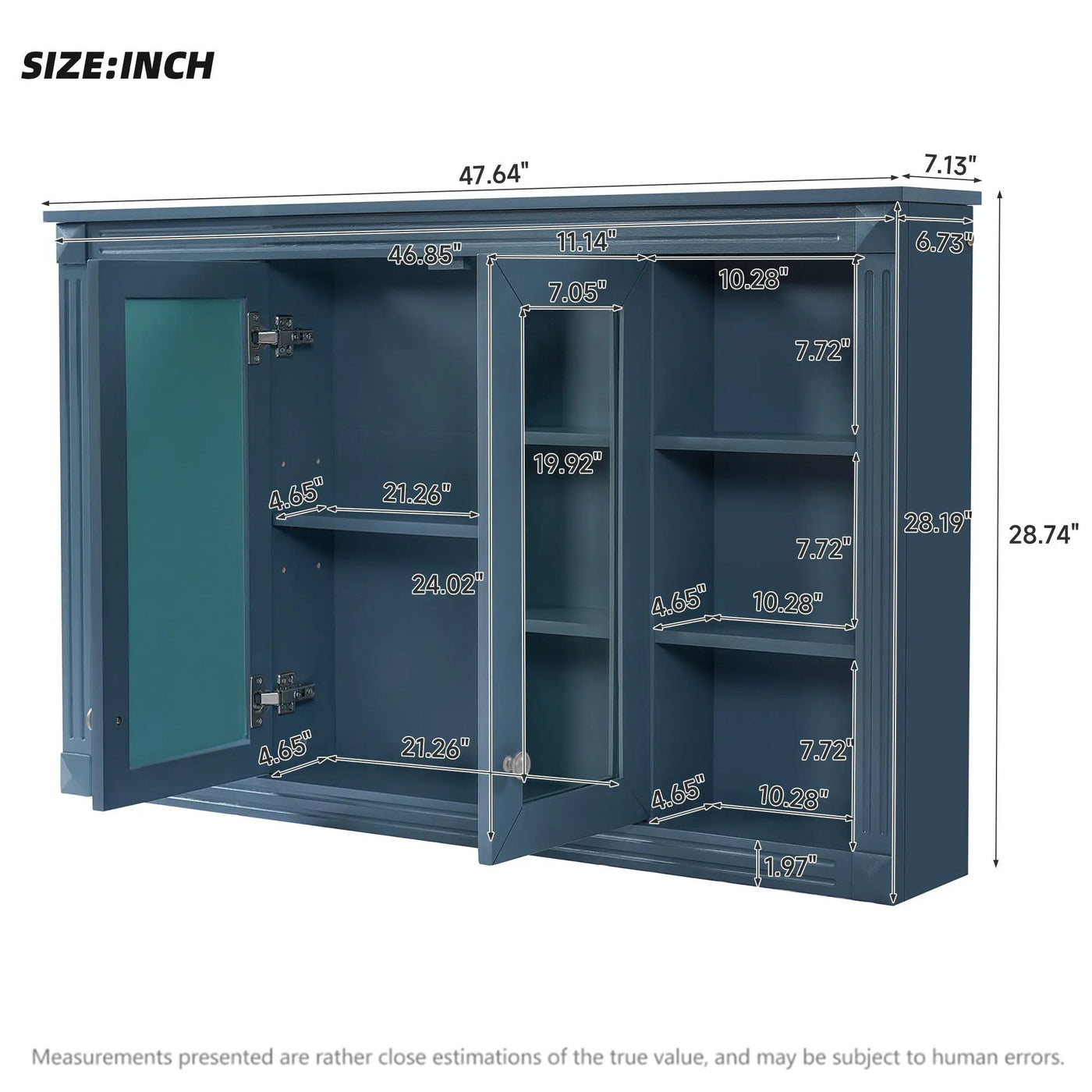 Wall-Mounted Mirror Cabinet With Adjustable Shelf and Open Shelves by HouseOfZazla