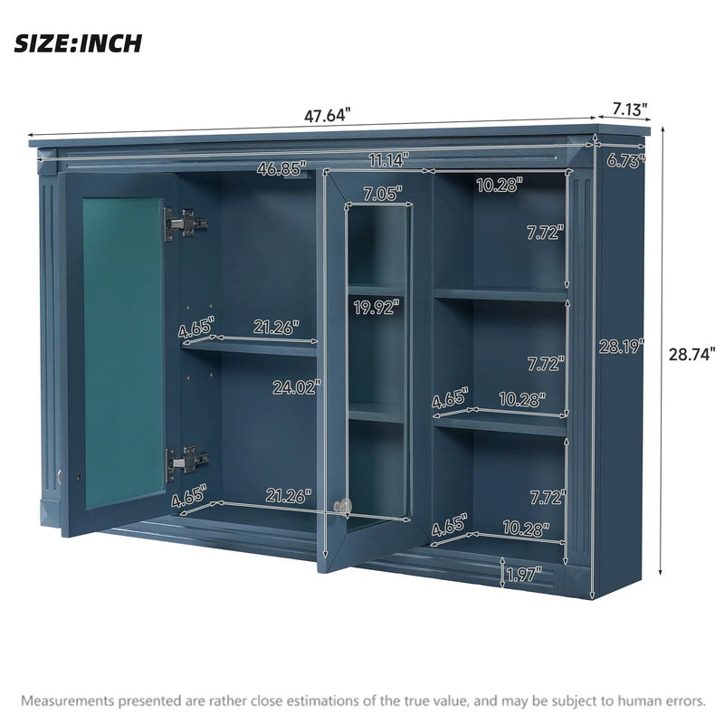 Wall-Mounted Mirror Cabinet With Adjustable Shelf and Open Shelves by HouseOfZazla