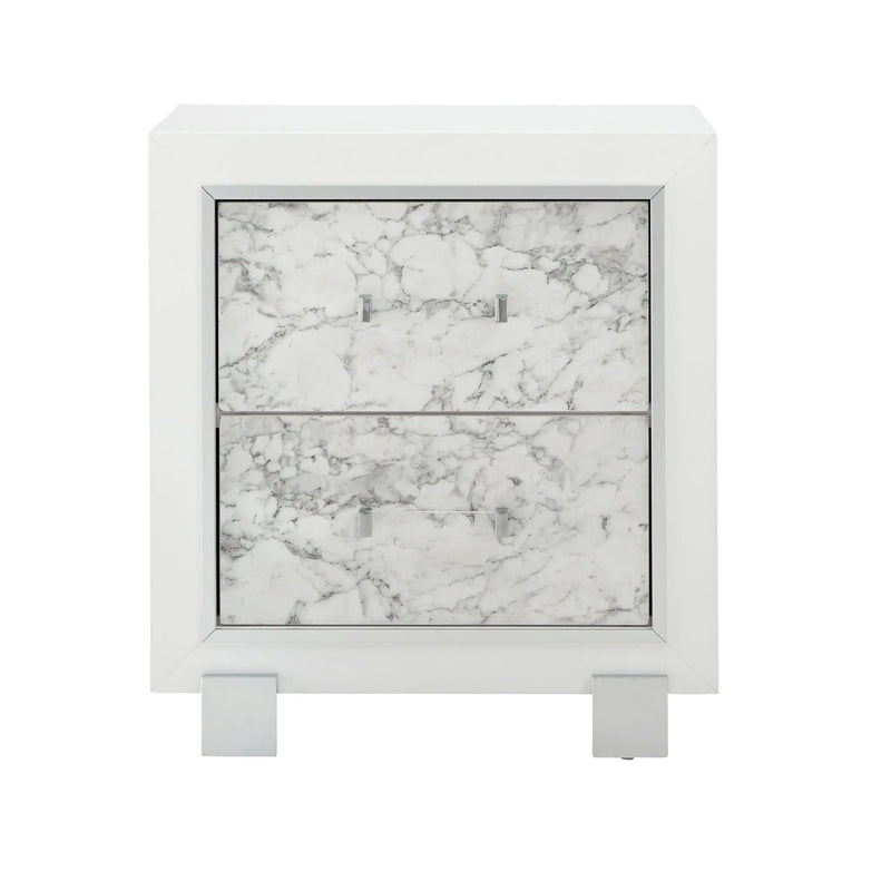 Skye - Marble Nightstand - White by Unique Piece Furniture
