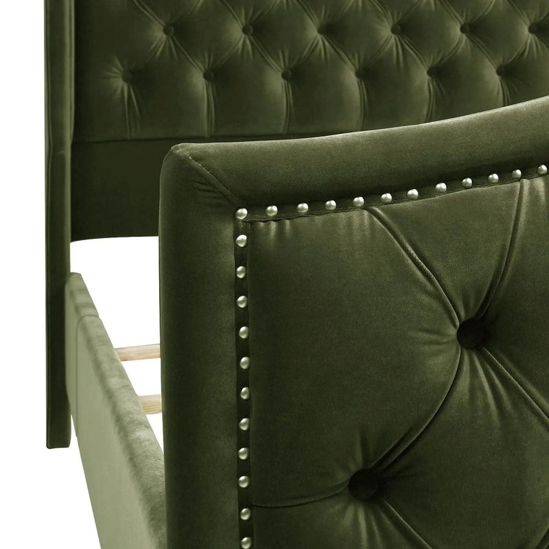 Marcella - Upholstered Shelter Headboard Bed Set by HouseOfZazla