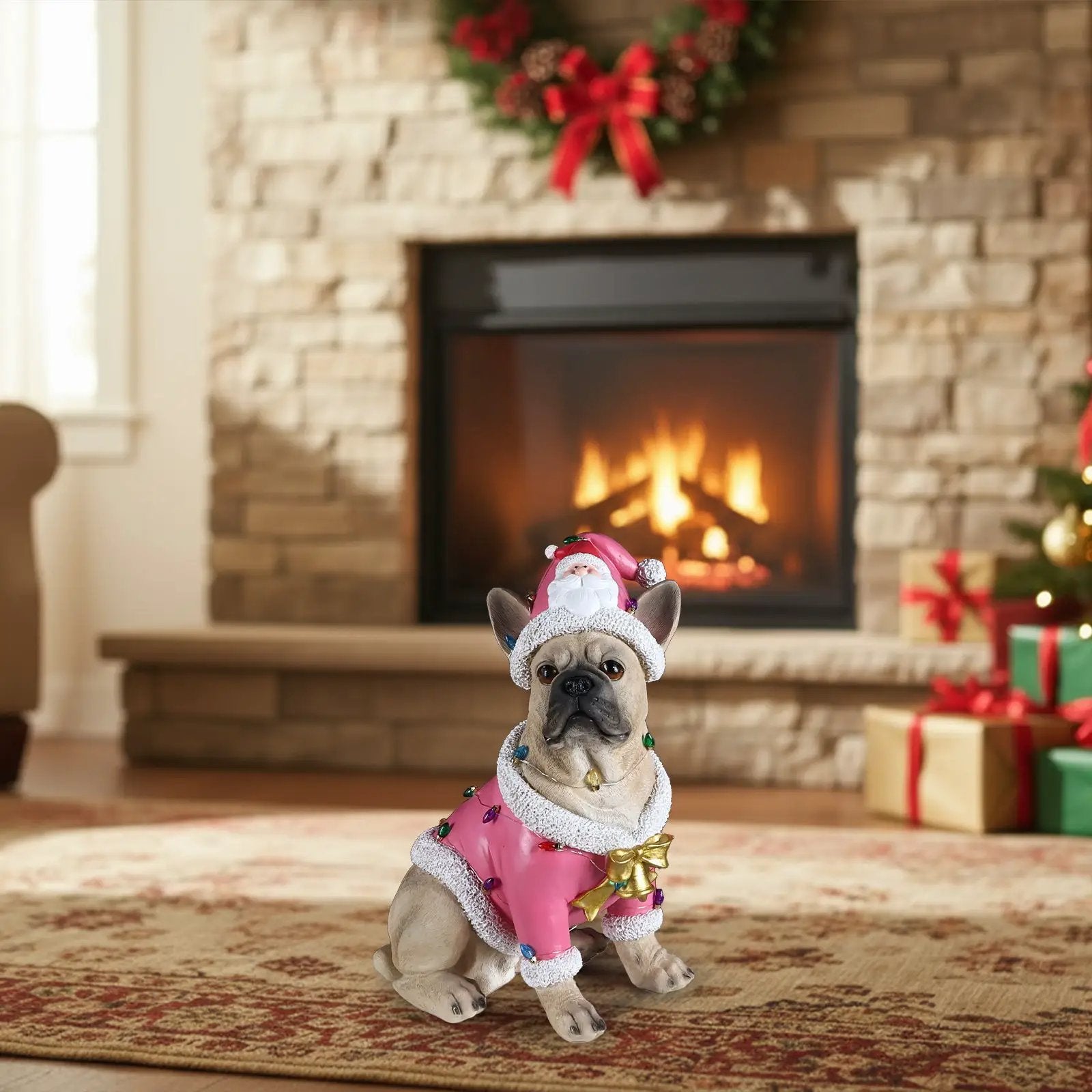 Christmas French Bulldog Statue by HouseOfZazla