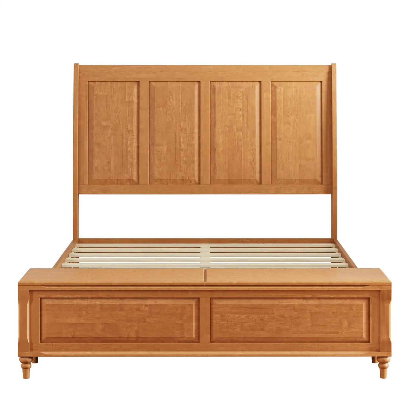 Sleigh Bed Frame With Tall Headboard And Storage Bench by HouseOfZazla