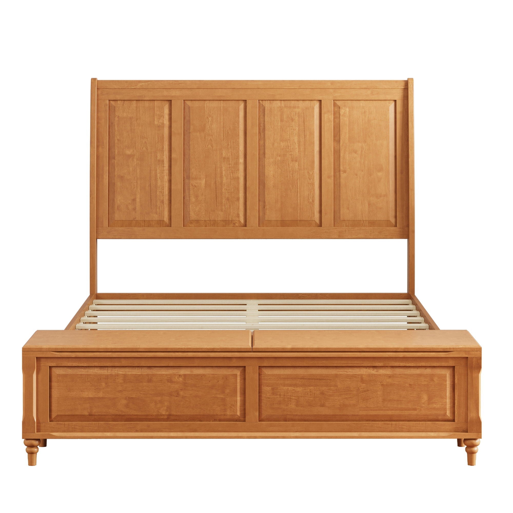 Sleigh Bed Frame With Tall Headboard And Storage Bench by HouseOfZazla