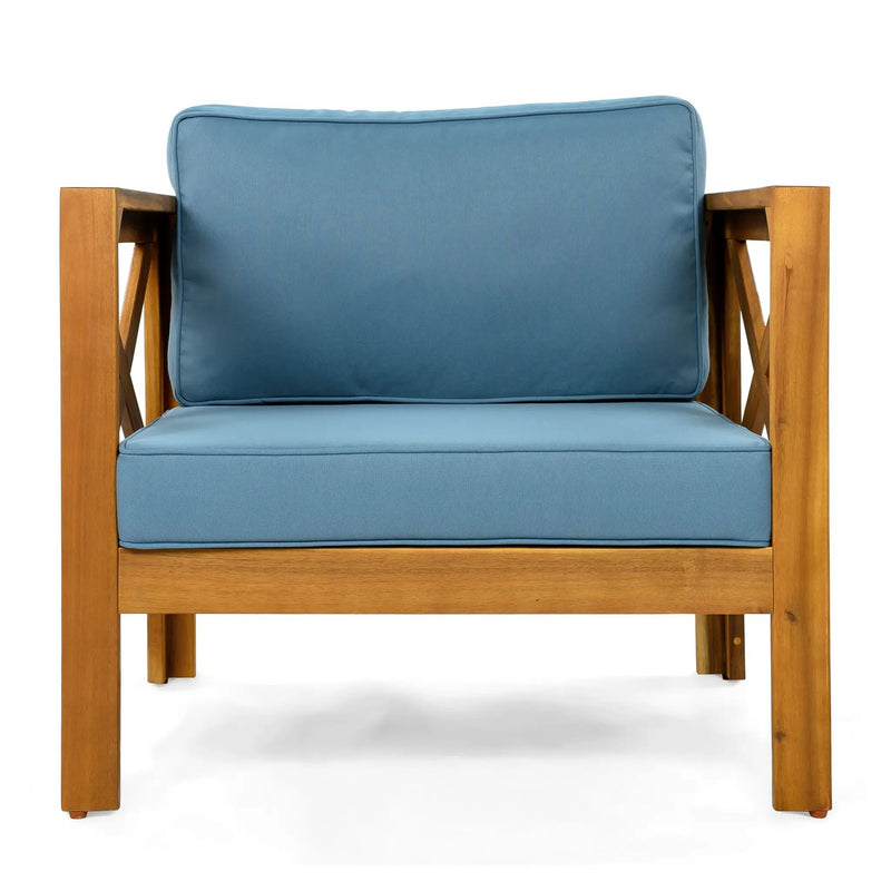 Outdoor Acacia Wood Club Wooden Armchair with Cushions (Set of 2) by HouseOfZazla