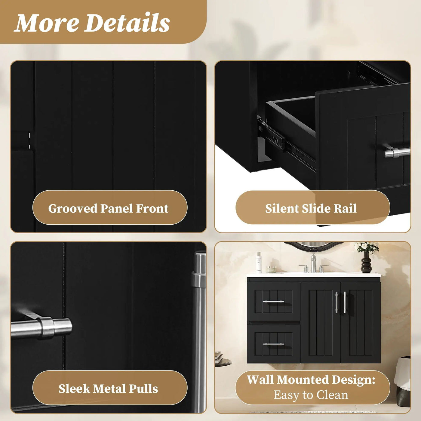 Wall Mounted Bathroom Vanity & Sink, 2 Drawers by HouseOfZazla