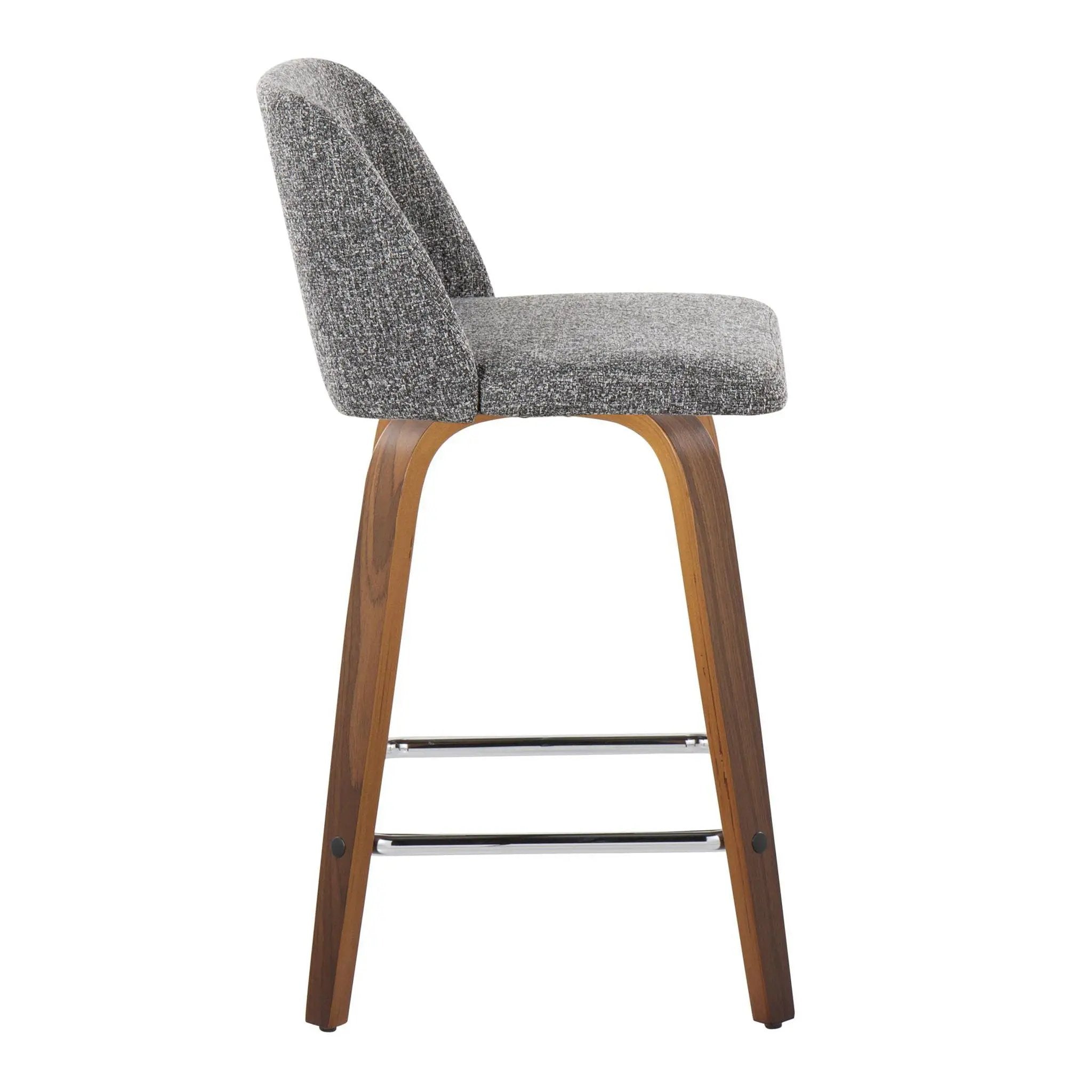 Toriano - Mid Century Modern Fixed Height Counter Stool With Swivel And Square Footrest (Set of 2) by HouseOfZazla