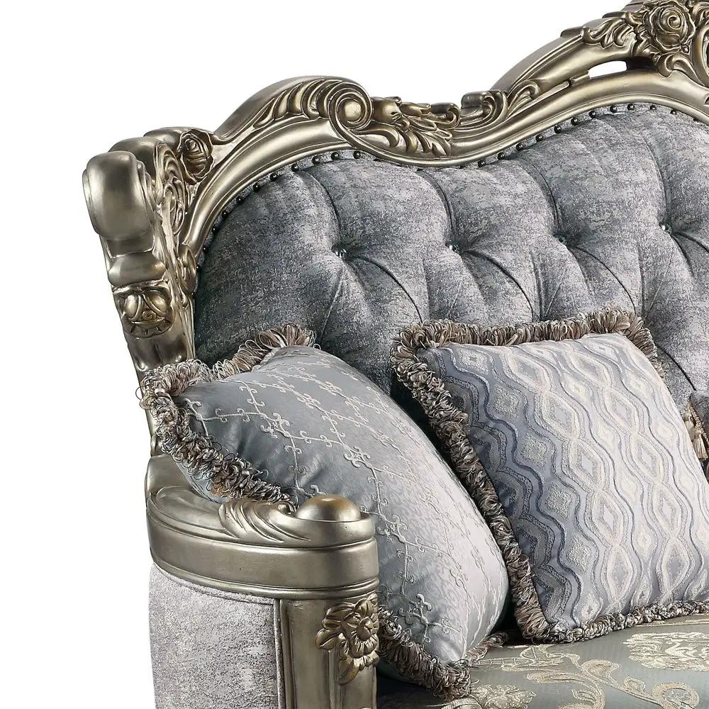 Miliani - Loveseat With 3 Pillows - Fabric & Antique Bronze by Unique Piece Furniture