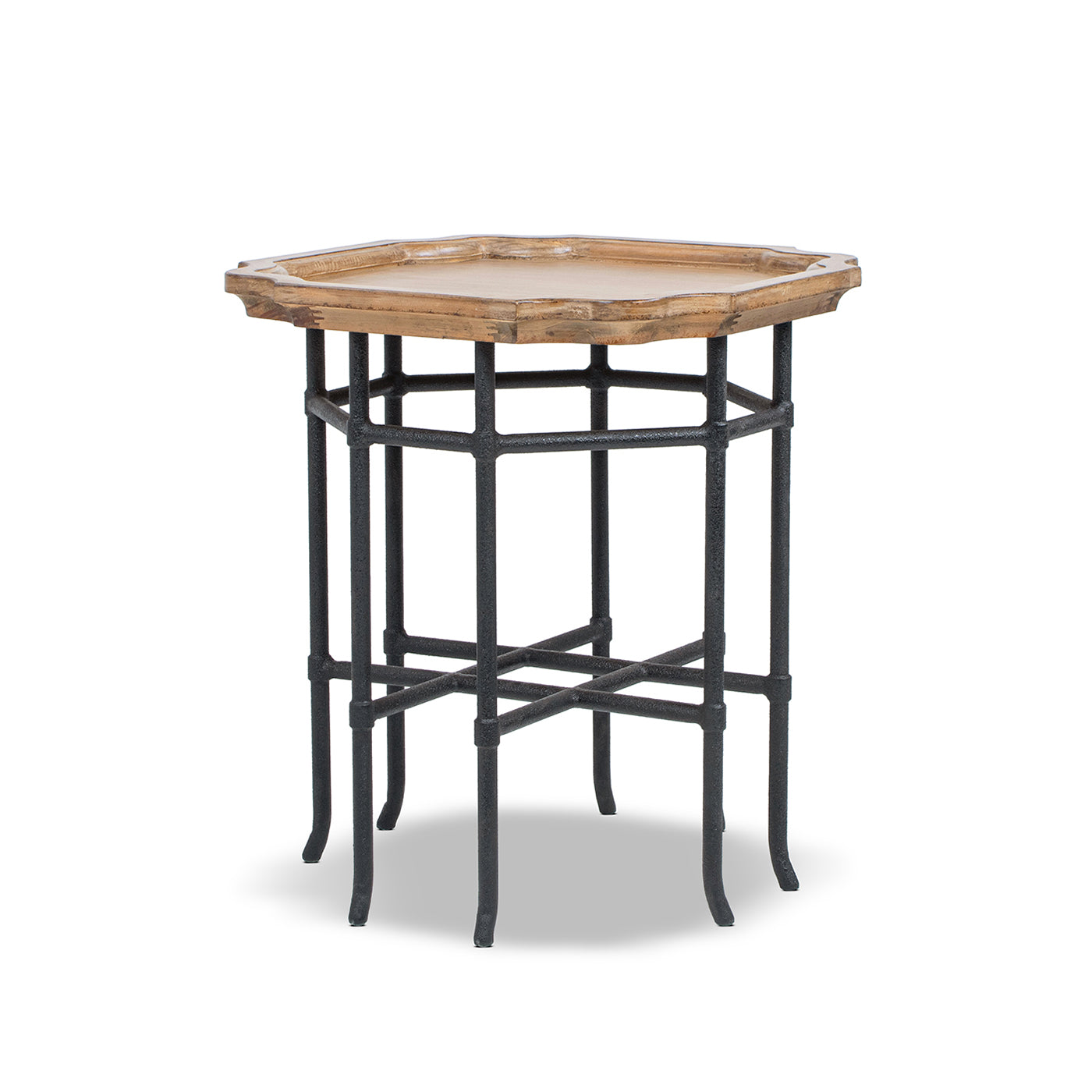 Foundry 24" Square Reclaimed Pine Wood & Iron Side Table Antique by HouseOfZazla