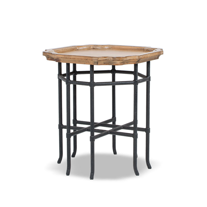Foundry 24" Square Reclaimed Pine Wood & Iron Side Table Antique by HouseOfZazla