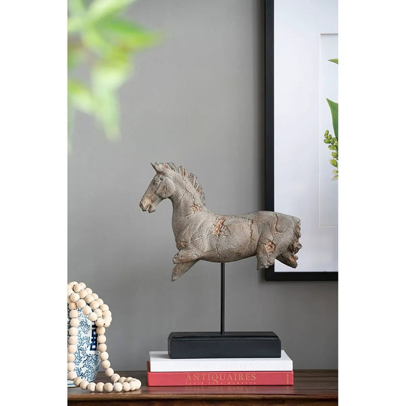 14x4.5x17' Antique Horse Statue On Stand by HouseOfZazla