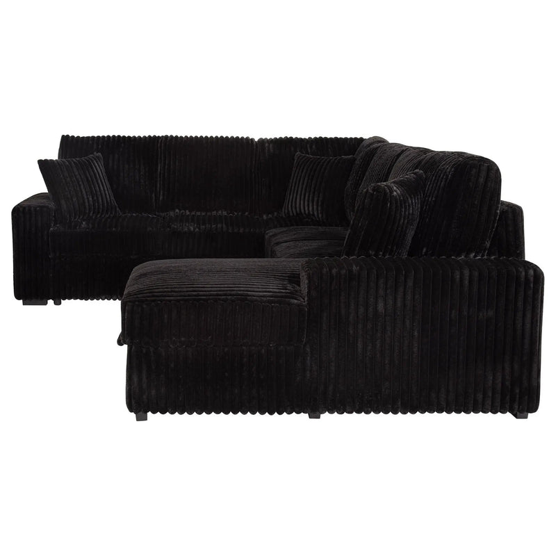 Devonshire Sleeper Sectional Sofa Storage Chaise Black by Unique Piece Furniture