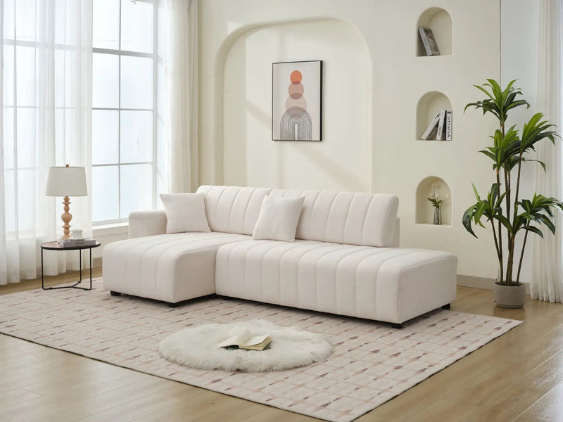 Jessica - Lamb Wool Sectional Sofa With Chaise, Versatile Configuration by HouseOfZazla