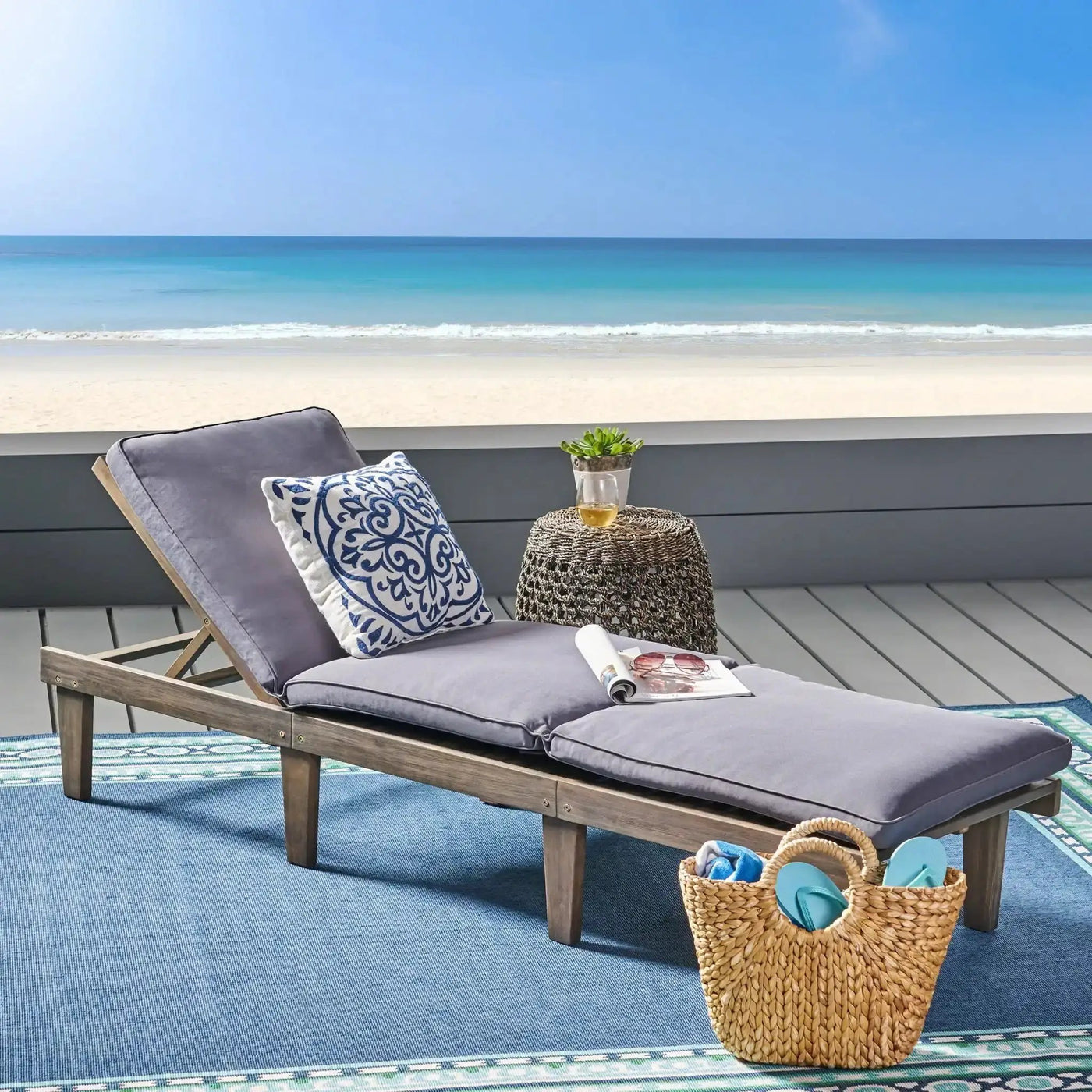 Ariana Wood Chaise Lounge with Cushion by HouseOfZazla