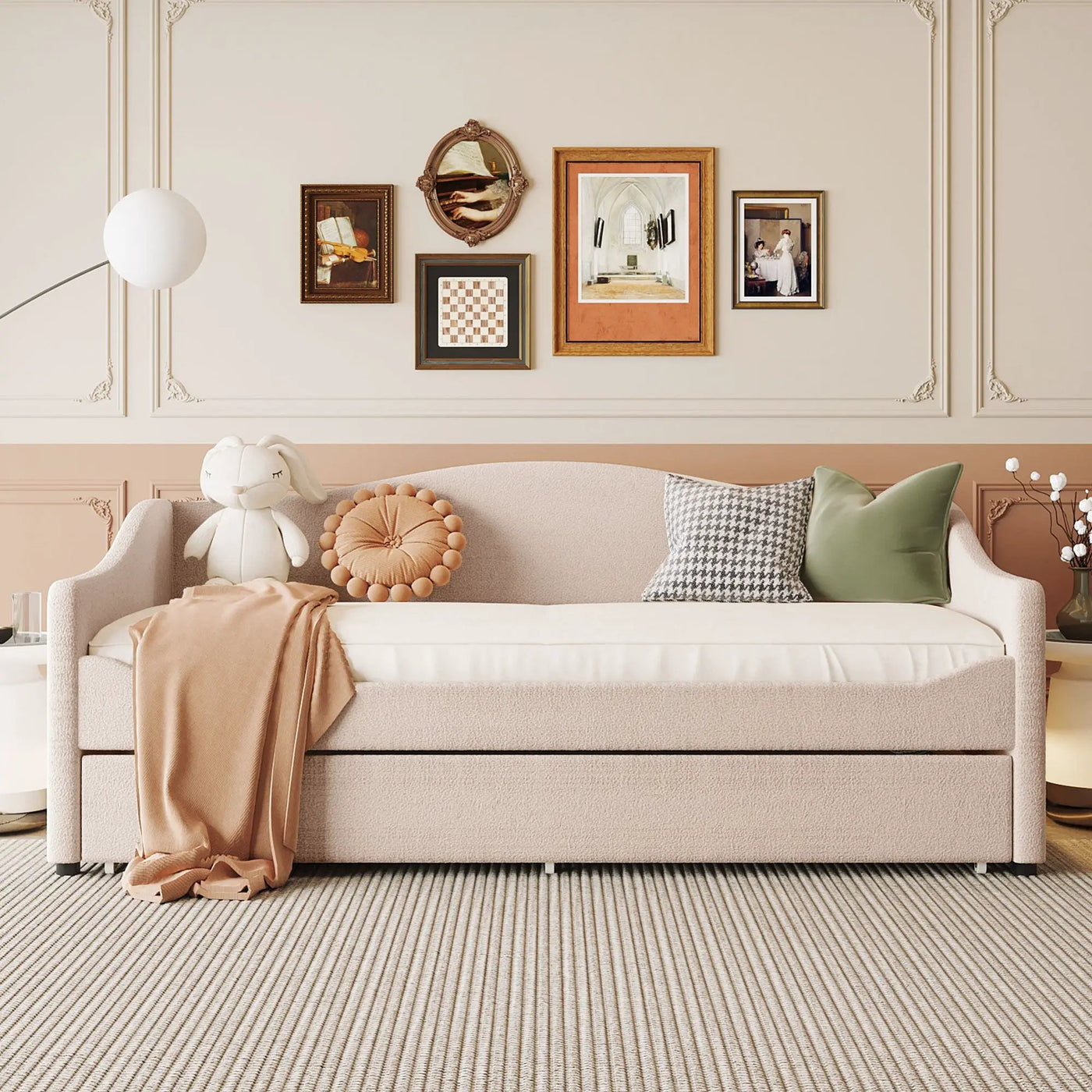 Design Upholstered Daybed With Light And Trundle by Unique Piece Furniture