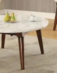 Gasha Coffee Table - White Marble / Walnut by HouseOfZazla