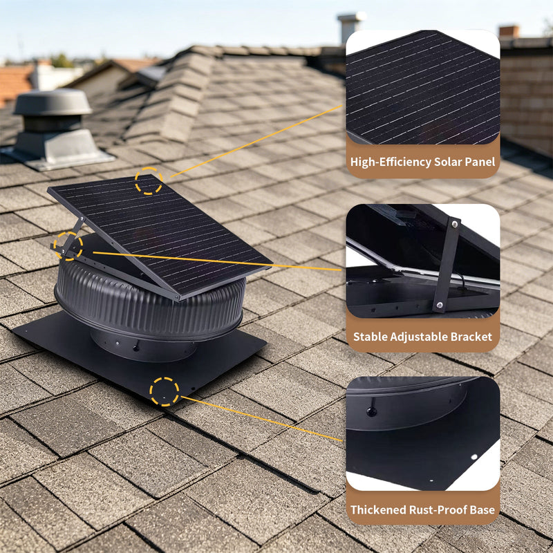 12" Adjustable Solar Roof Vent Fan with Remote Control by HouseOfZazla