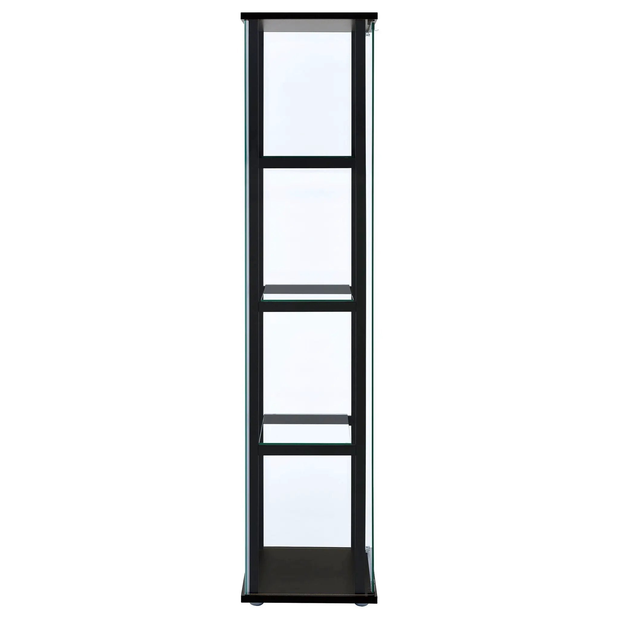 Cyclamen 4-shelf Clear Glass Curio Display Cabinet Black by Unique Piece Furniture