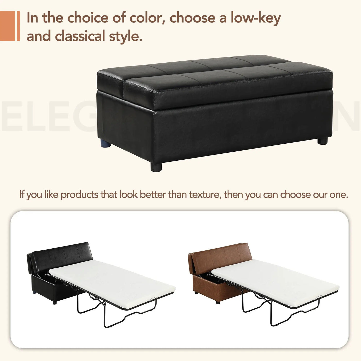 Twin Size Folding Ottoman Sleeper Bed With Mattress Convertible Guest Bed by Unique Piece Furniture