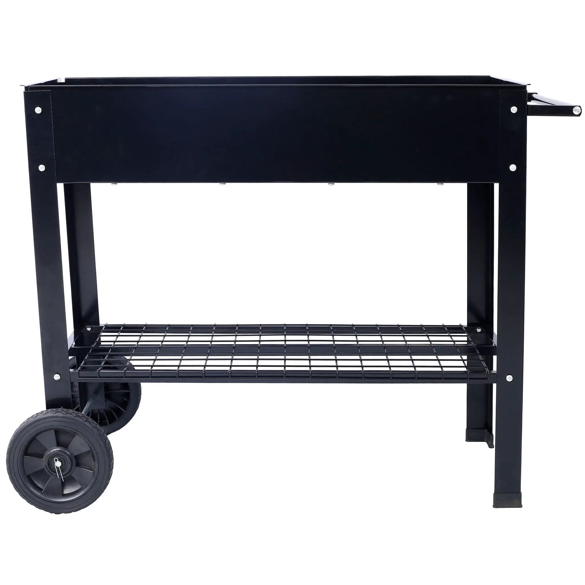 Elevated Mobile Raised Ergonomic Metal Planter Garden Bed With Wheels Powder Coated Steel - Black by HouseOfZazla
