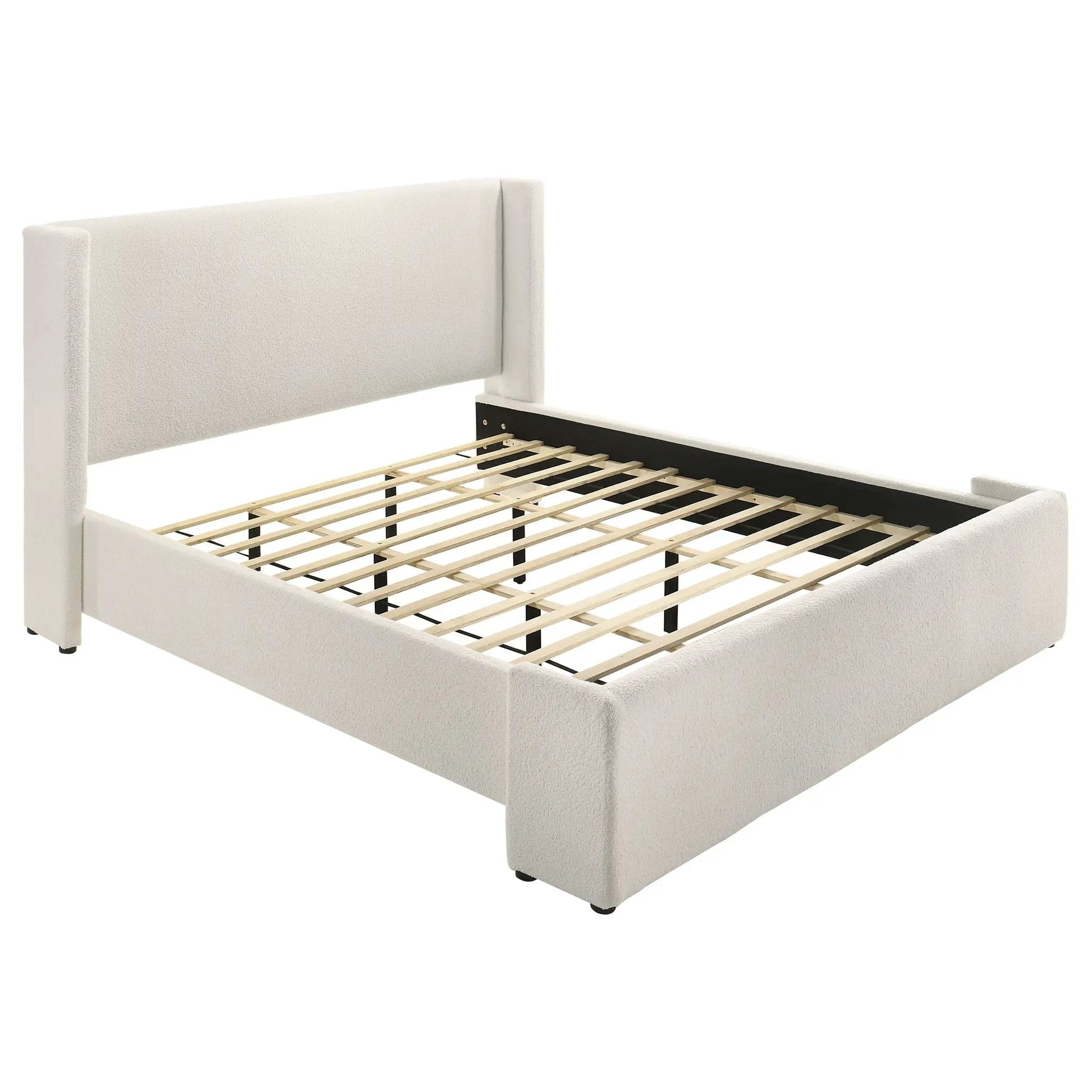 Alamosa Boucle Upholstered Eastern King Platform Bed White by Unique Piece Furniture