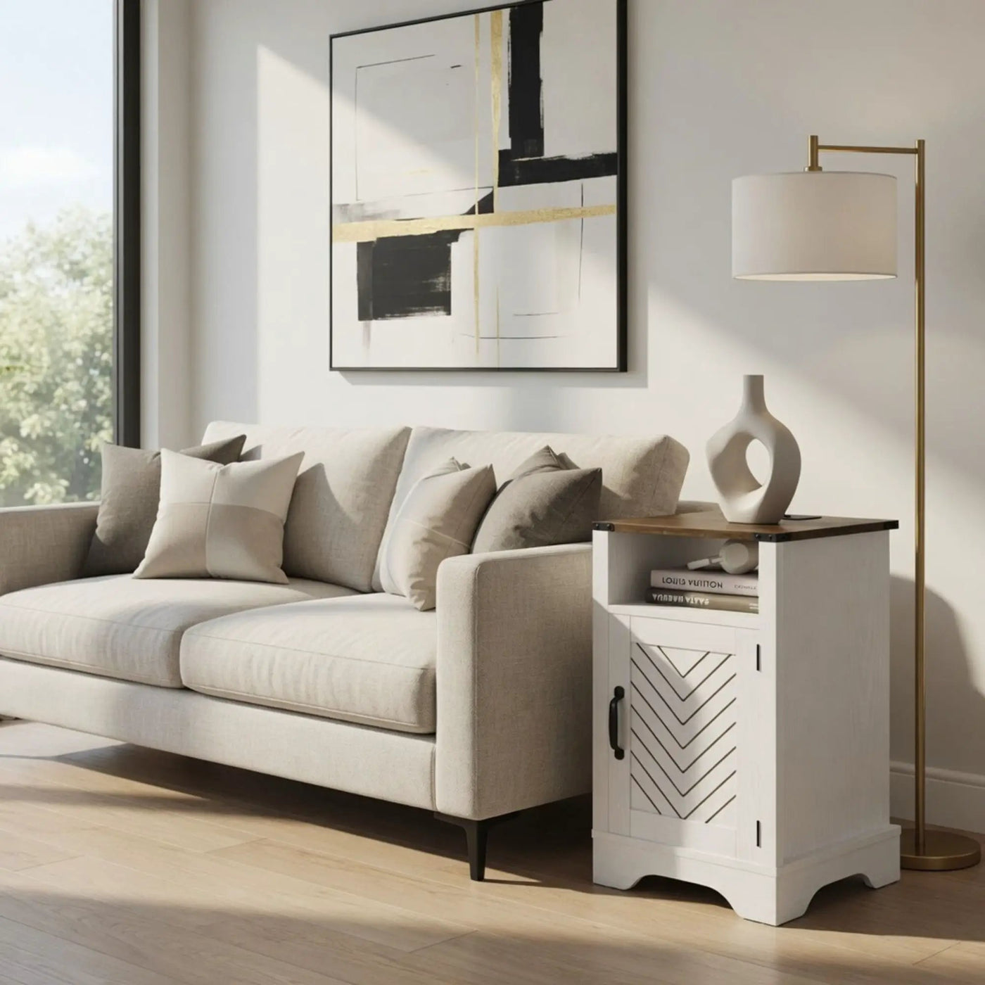 Farmhouse Nightstand With Charging Station & Storage by HouseOfZazla