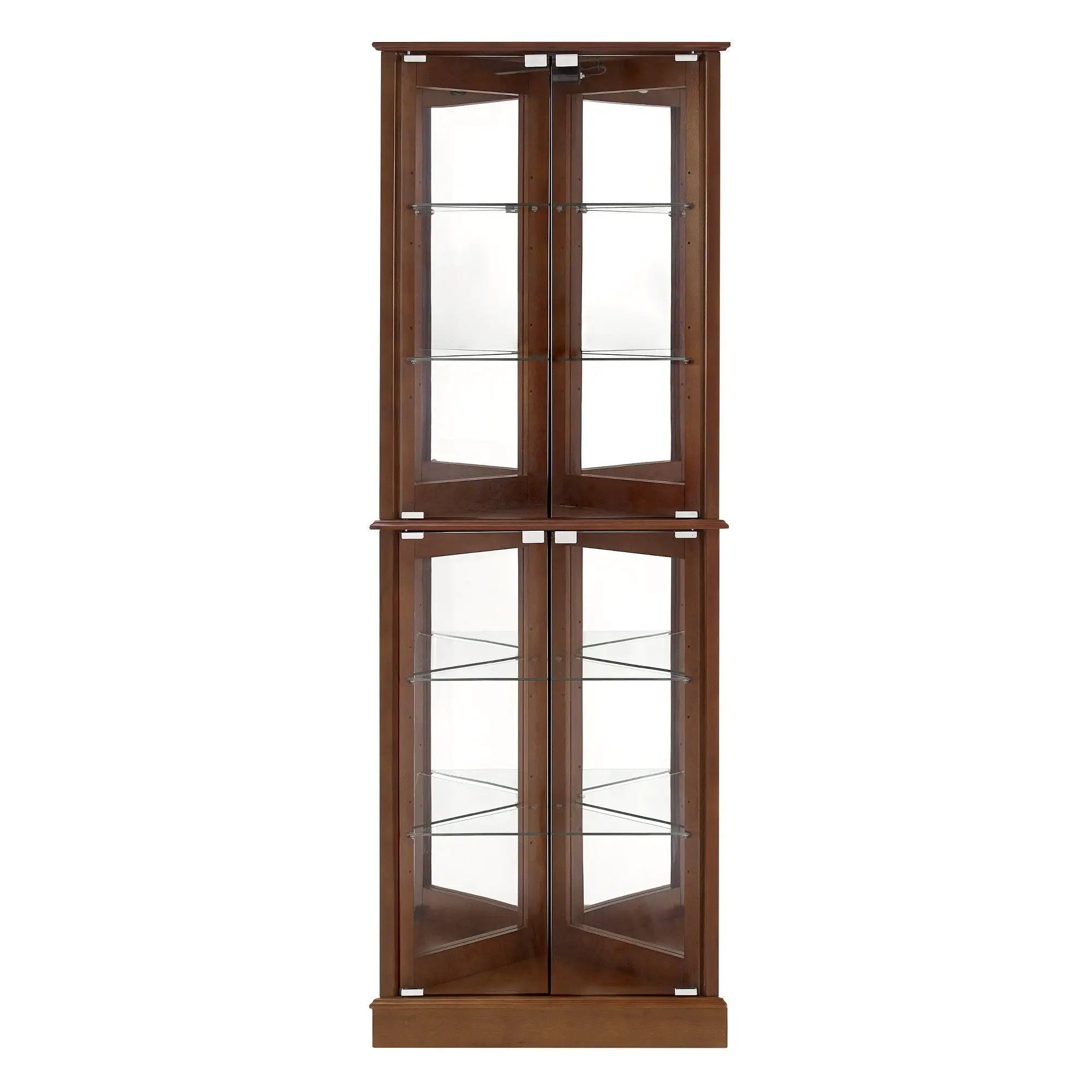 Corner Curio Dispaly Cabinet With Lights, Adjustable Tempered Glass Shelves, Mirrored Back (E26 Light Bulb Not Included) by HouseOfZazla