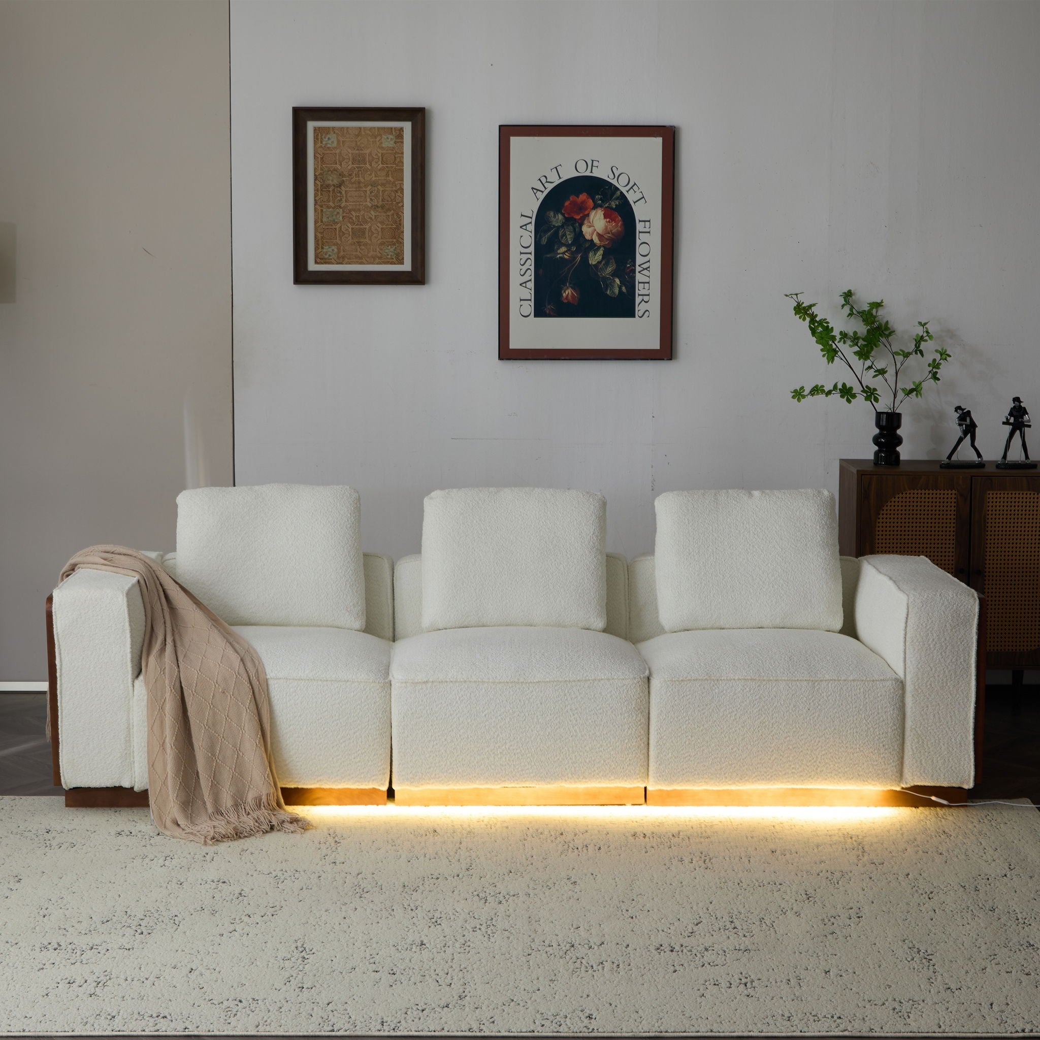 Chita Sectional Sofa 3 Seater With Light Strip - Beige by HouseOfZazla