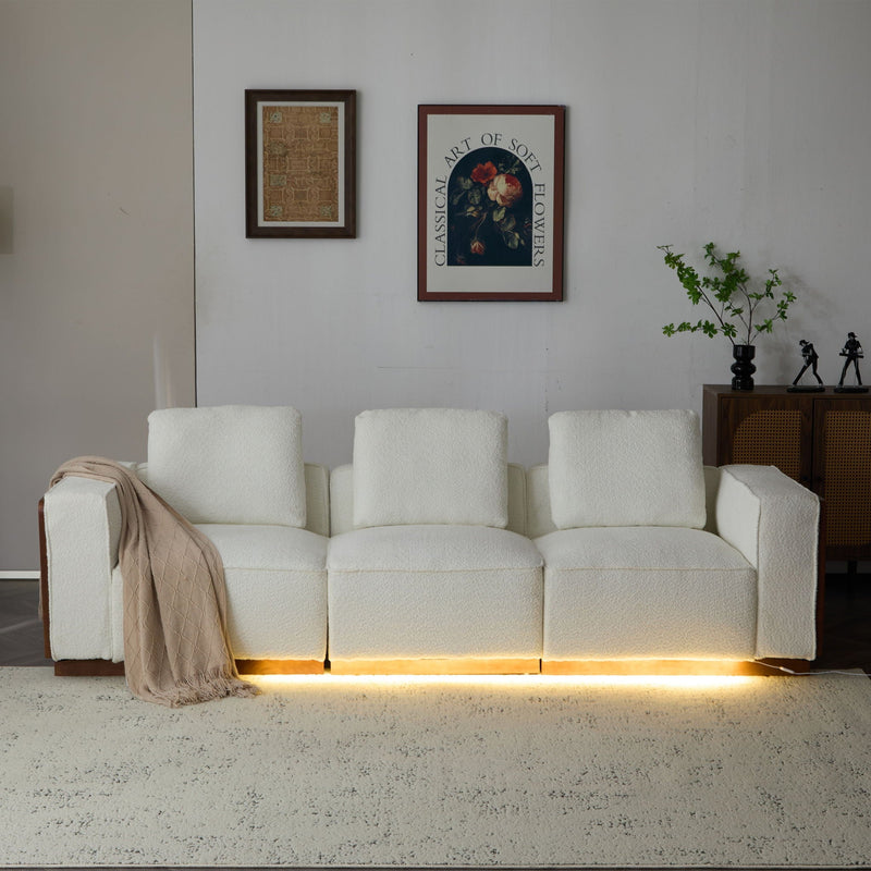 Chita Sectional Sofa 3 Seater With Light Strip - Beige by HouseOfZazla