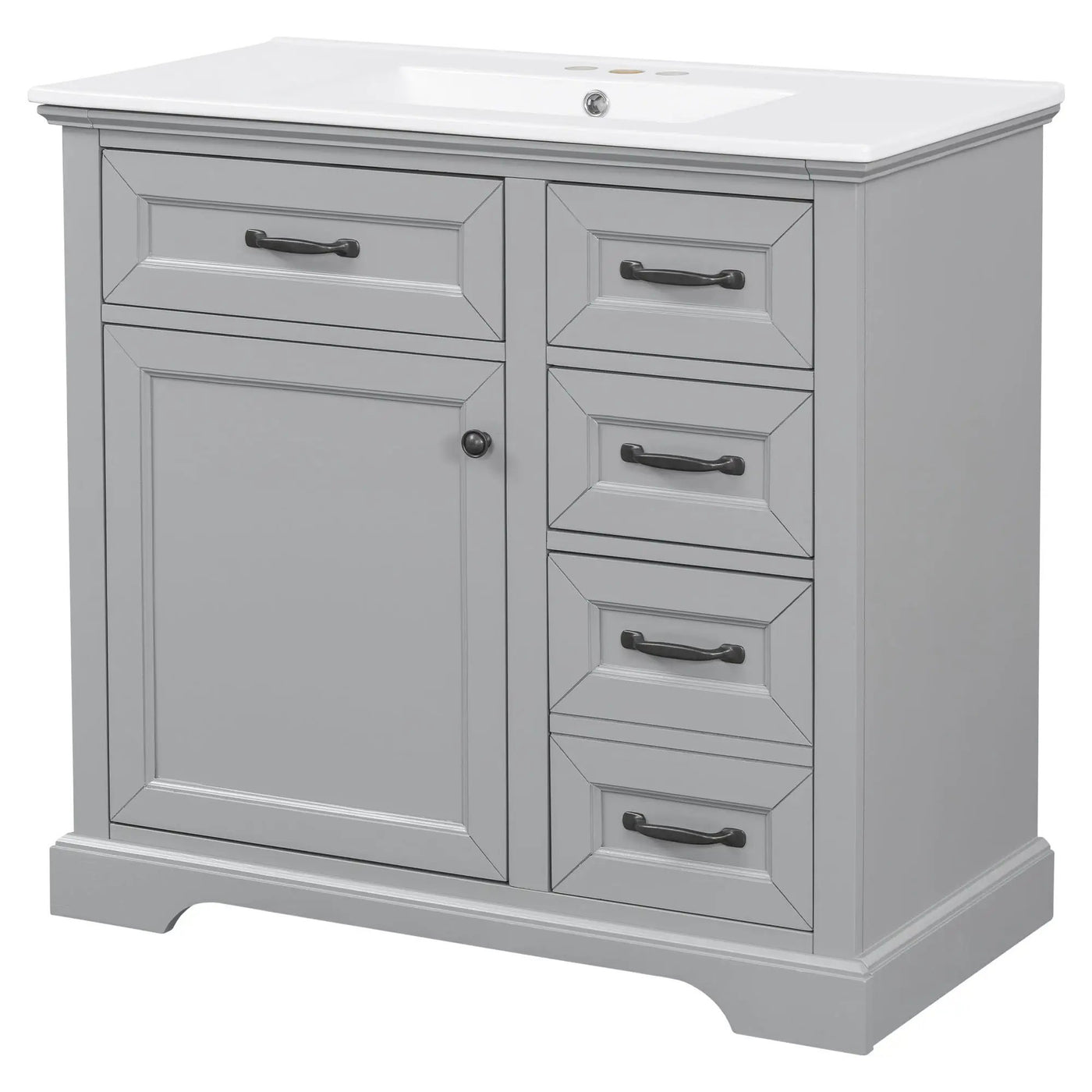 36" Bathroom Vanity With Sink, 2 Tip-Out Drawers, Soft Close Hinges by HouseOfZazla