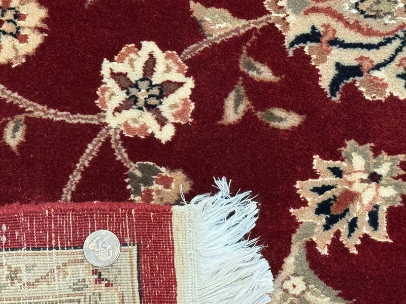 Maroon Persian Area Rug 8x10, Floral Allover, Pak Persian, Wool and Silk Highlights, Traditional Oriental Carpet by Jewel Rugs
