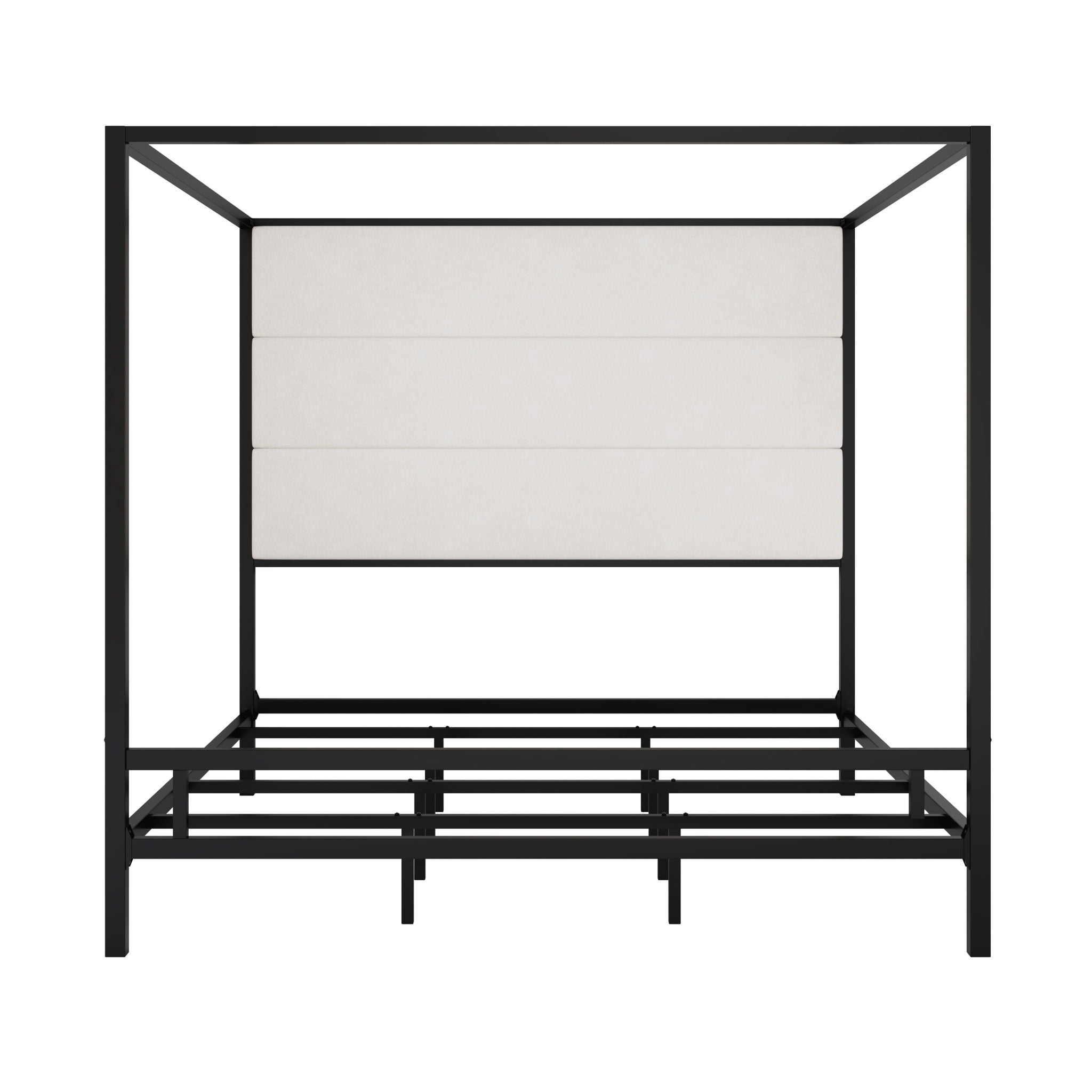Canopy Bed With Tall Upholstered Headboard, 4 Poster Frame by HouseOfZazla