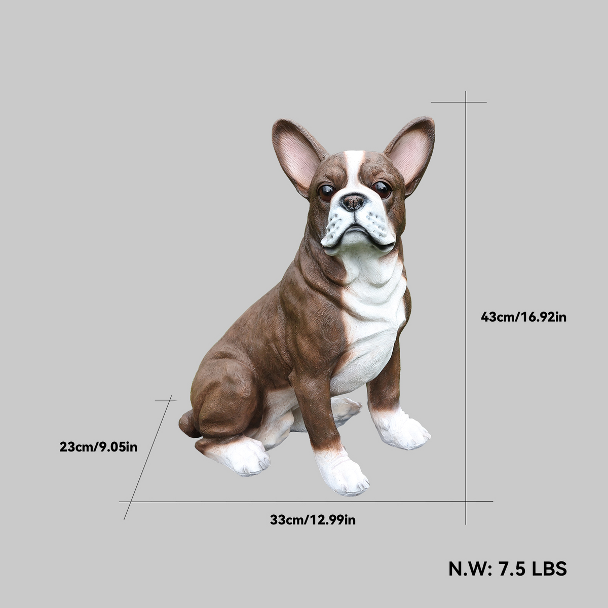Lifelike French Bulldog Statue, Realistic Resin Animal Figurine for Indoor Outdoor Garden Lawn Yard Home Decor, Art Craft Gift, Black+White, photo 8 of 10