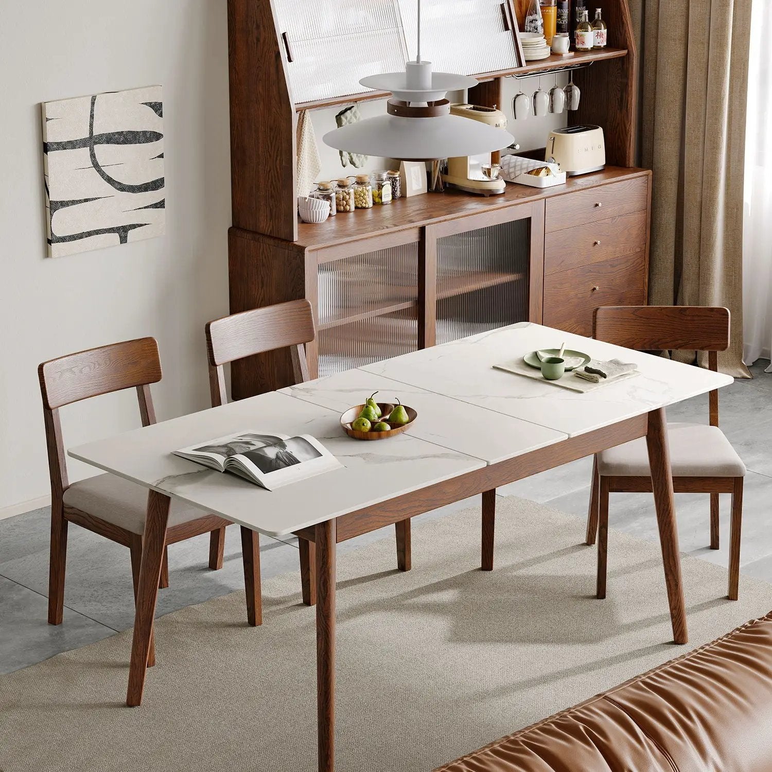 Round Corner Diagonal Leg Telescopic Table For 6 - 8 People To Meet Dining Table by Unique Piece Furniture