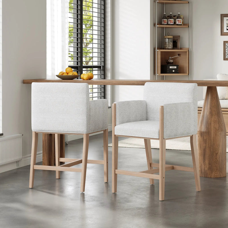 24'' Seat Height Upholstered Counter Stools with Arms - Set of 2 by HouseOfZazla