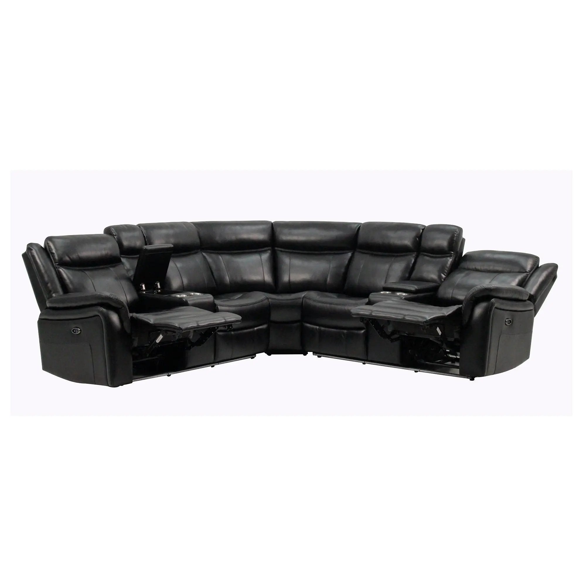 Jupiter - Leather Sectional - Black by HouseOfZazla