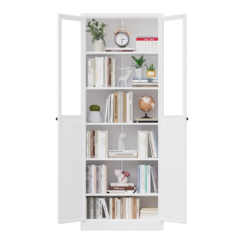 Tall Metal Kitchen Pantry Cabinet With Adjustable Shelves And Silent Magnetic Doors - White by HouseOfZazla