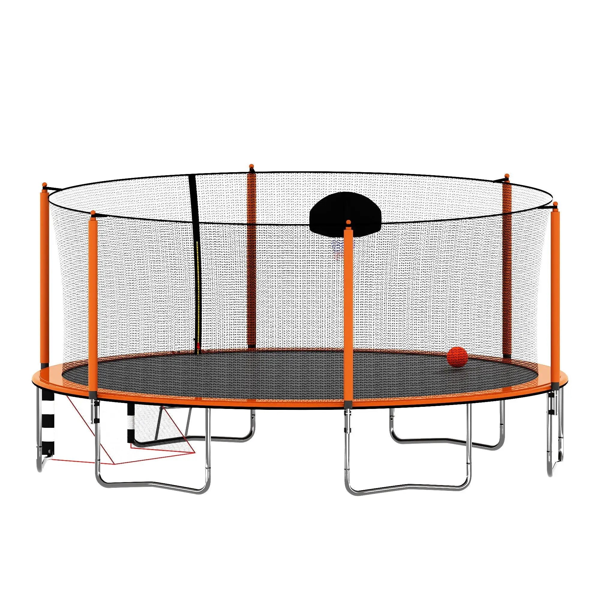 16Ft Trampoline With Basketball Hoop Pump And Ladder (Inner Safety Enclosure) With Soccer Goal by HouseOfZazla
