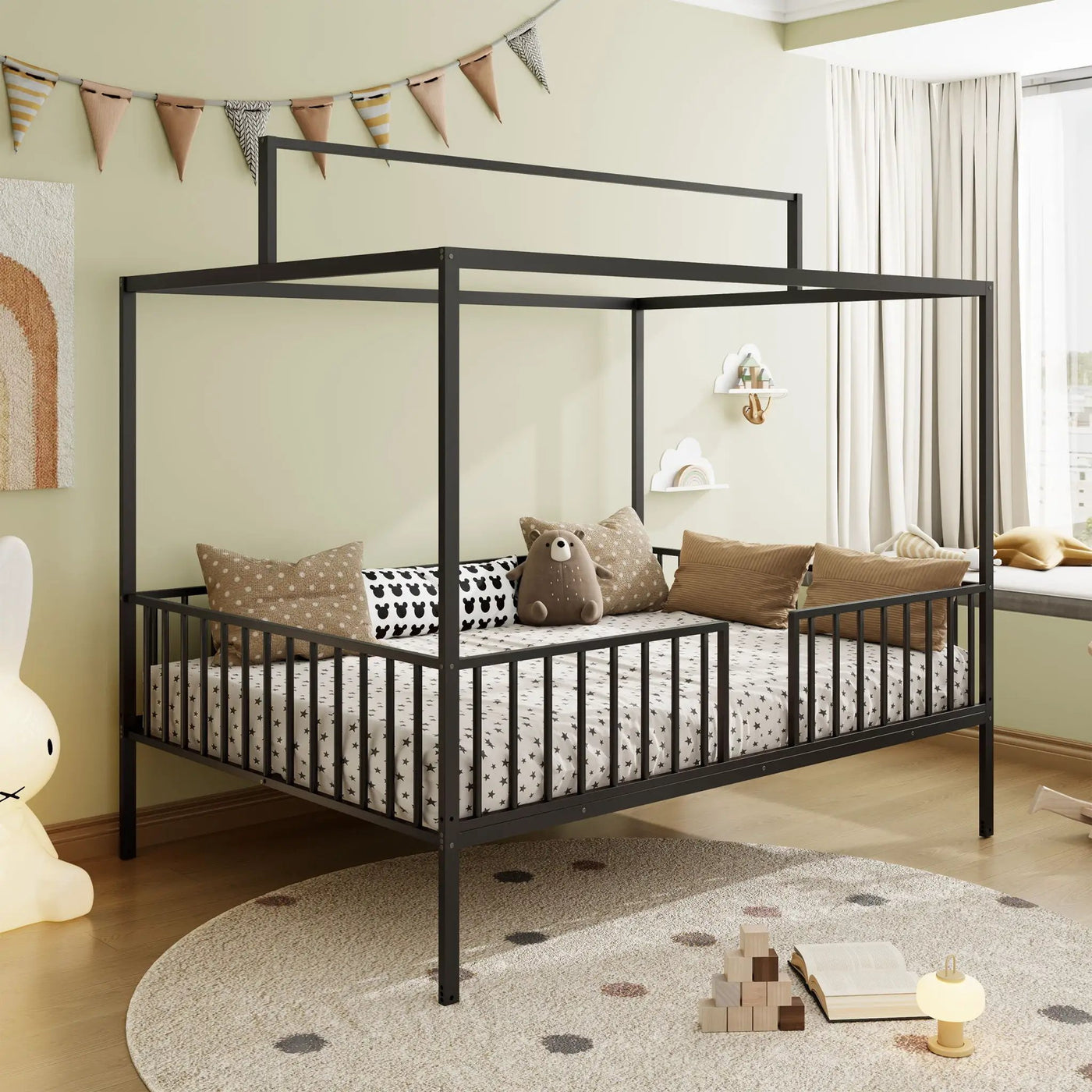 3 In 1 Convertible Montessori Floor Bed With Fenced Support by HouseOfZazla