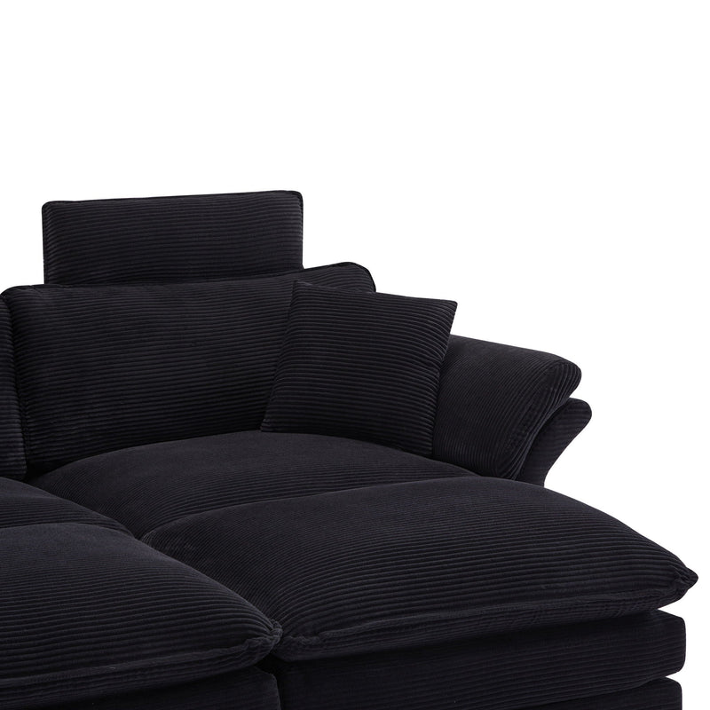 Modern Deep Seat Sectional Sofa With Ottoman by HouseOfZazla