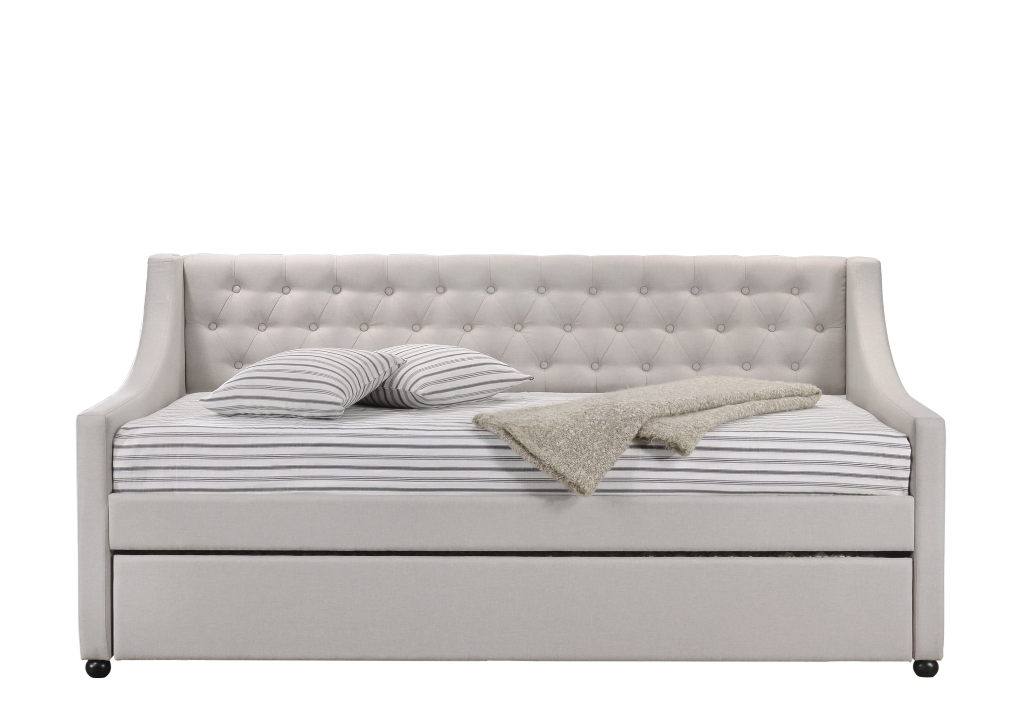 Lianna Fog Fabric Daybed with Trundle (Twin) by HouseOfZazla