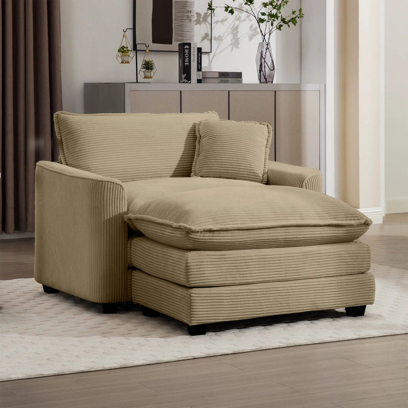 Classic Modern Comfortable Single Chair Deep Seat Sofa With Footstool by Unique Piece Furniture