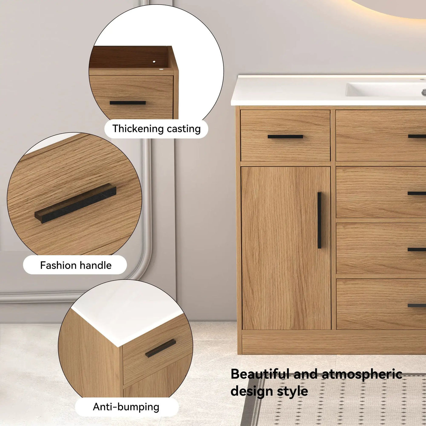 Bathroom Vanity With Abundant Storage 2 Soft Close Doors And 6 Drawers by HouseOfZazla