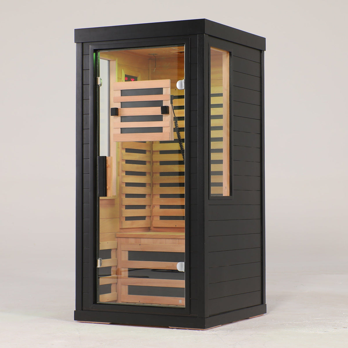 One-Two Person Far Infrared Sauna with 7-Color Therapy Lighting - Solid Wood, photo 5 of 9