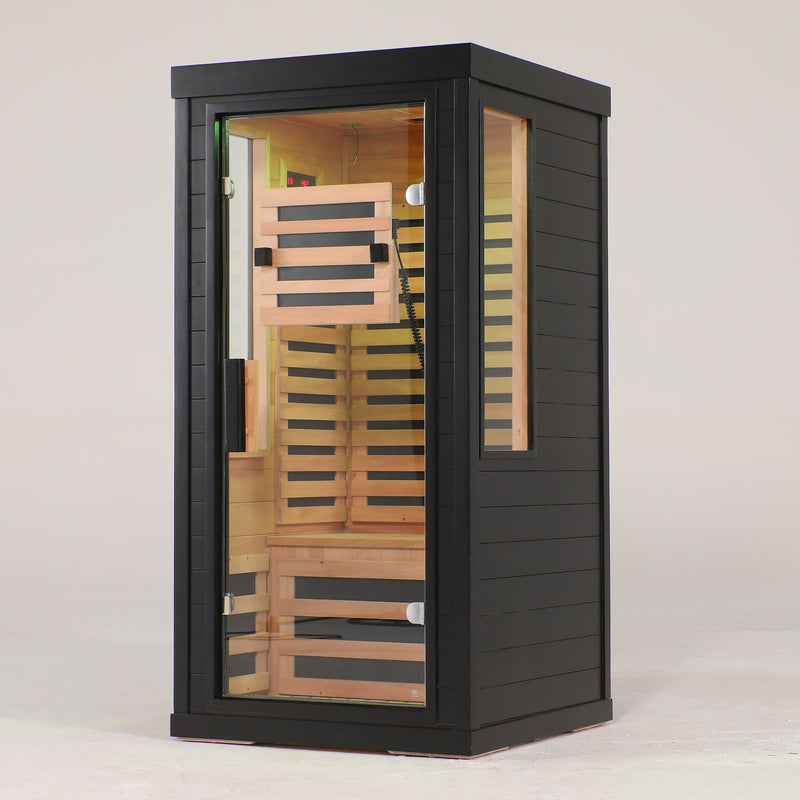 One-Two Person Far Infrared Sauna with 7-Color Therapy Lighting - Solid Wood, photo 5 of 9
