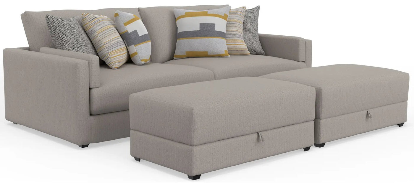 Trevor - Extra Deep Oversized Sofa With Included Storage Cocktail Ottoman by Unique Piece Furniture
